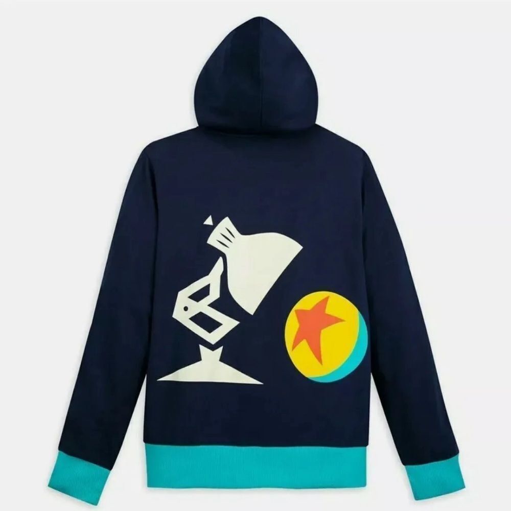 DisneyParks The World of PIXAR Luxo Lamp and Ball Blue Zip Up Hoodie Sz S